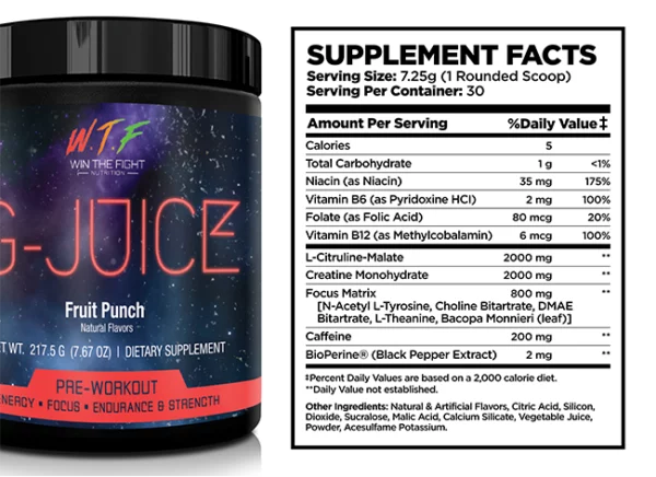 Pre workout energy drink nutritional information